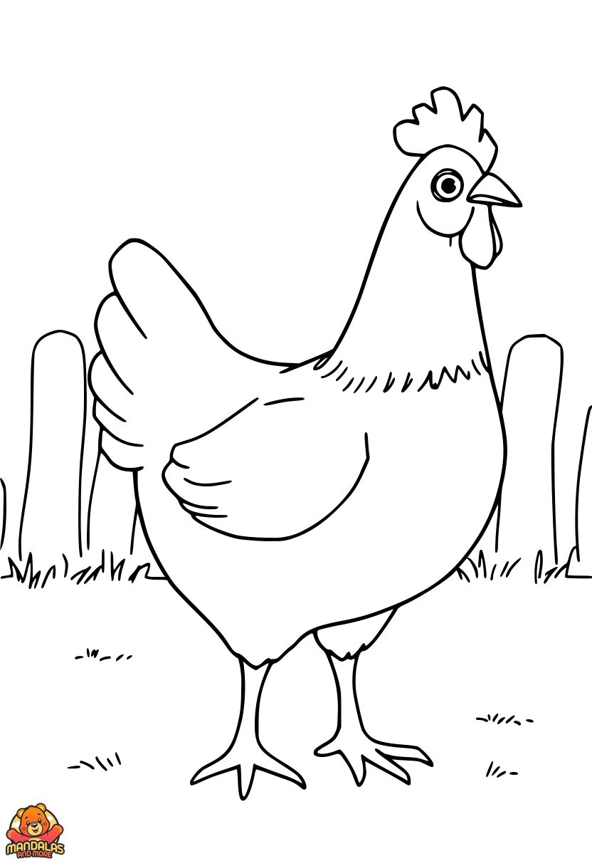 Free Printable Happy Chicken Coloring Page
