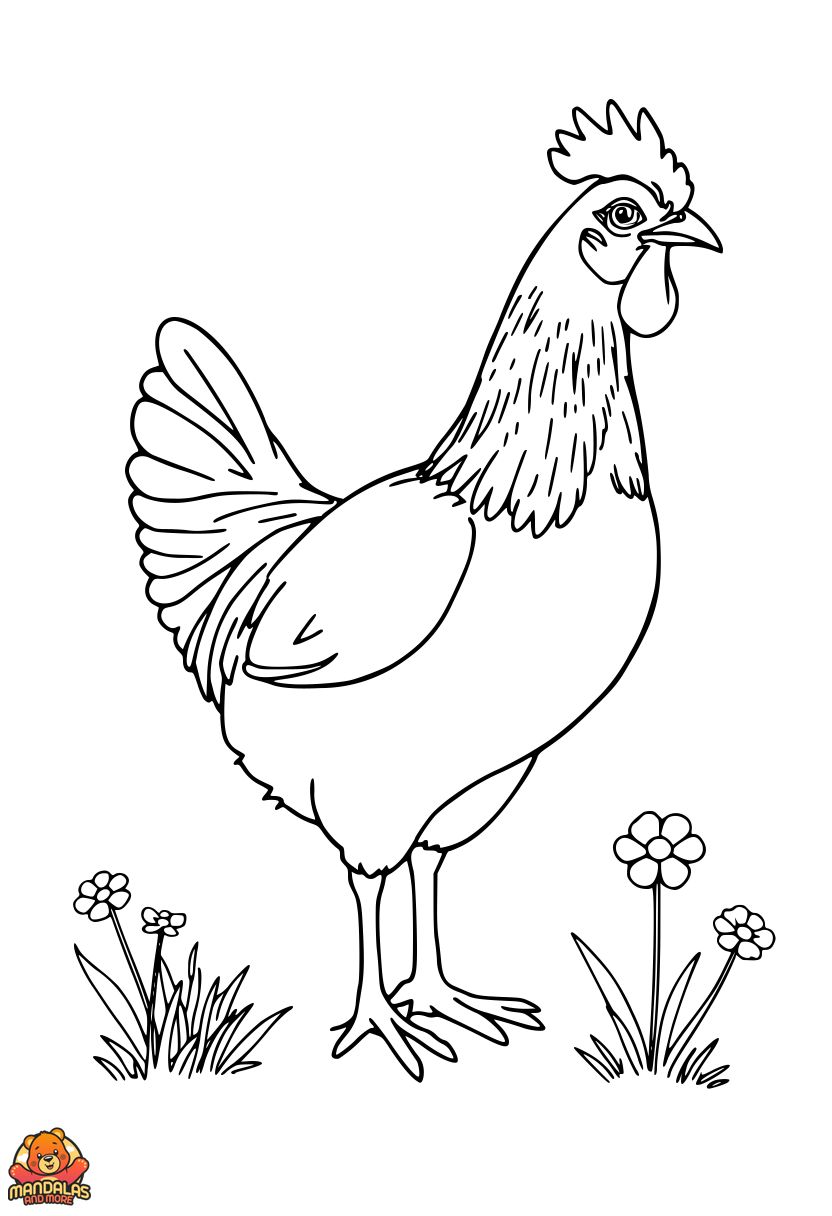 Free Printable Chicken Coloring Page for Kids