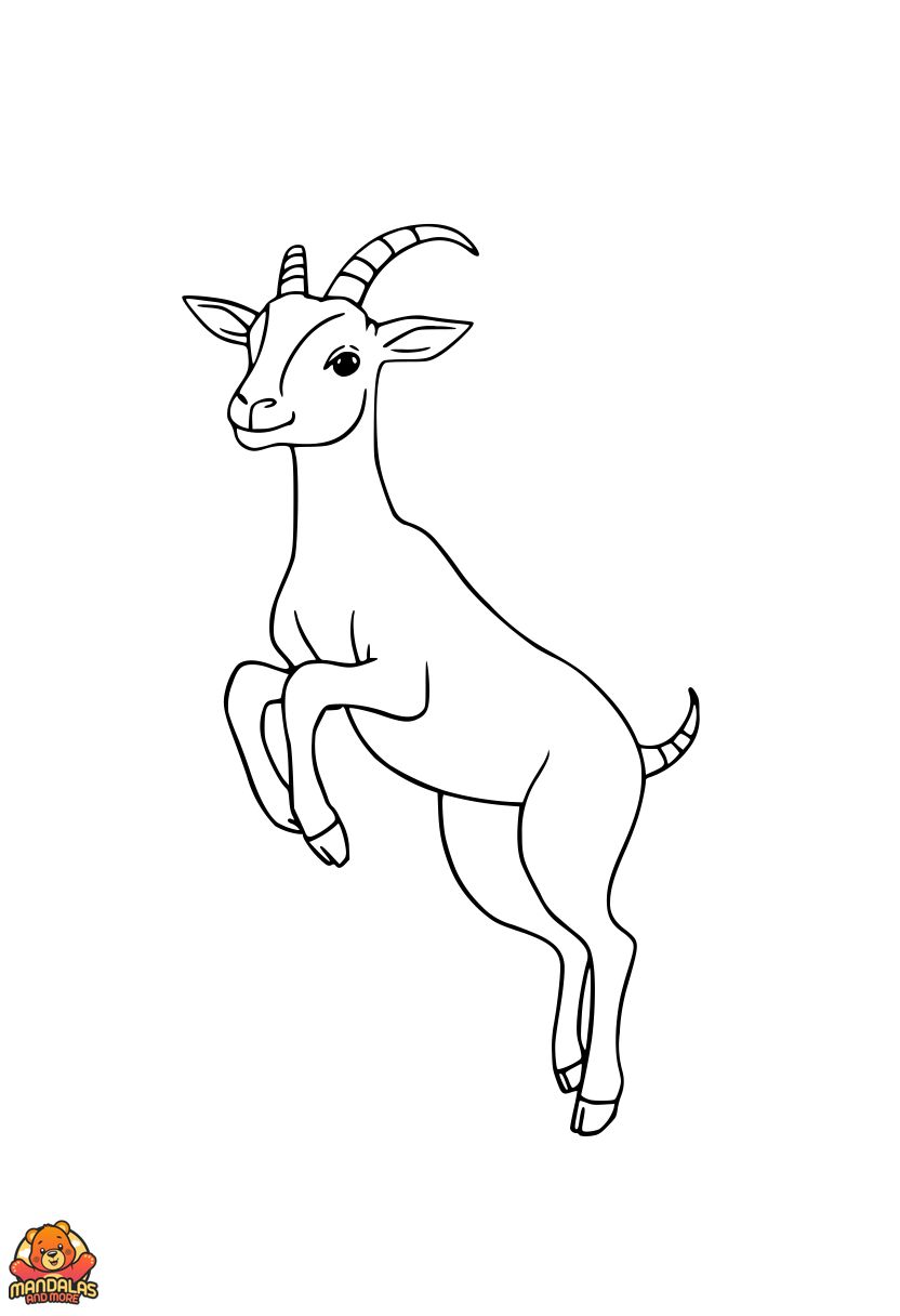 Free Printable Jumping Goat Coloring Page