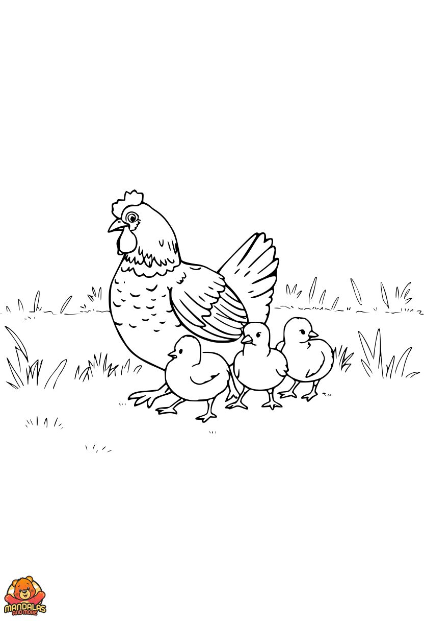 Free Chickens Coloring Page for Kids to Print