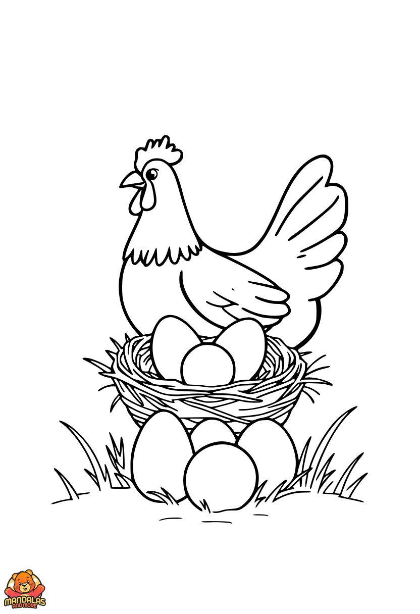 Free Printable Chickens Coloring Page for Kids