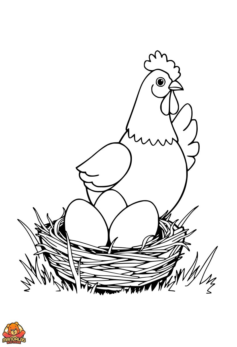 Free Printable Chickens Coloring Page for Kids