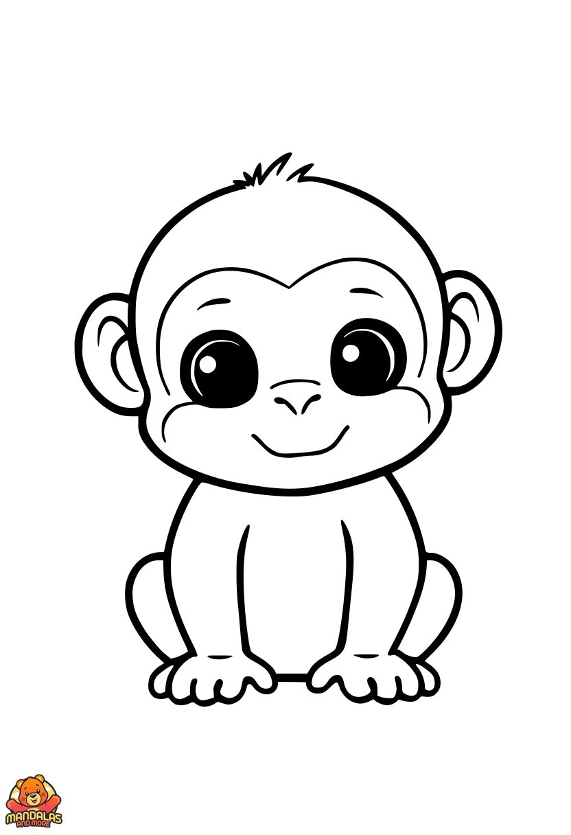 Adorable Baby Monkey Coloring Page