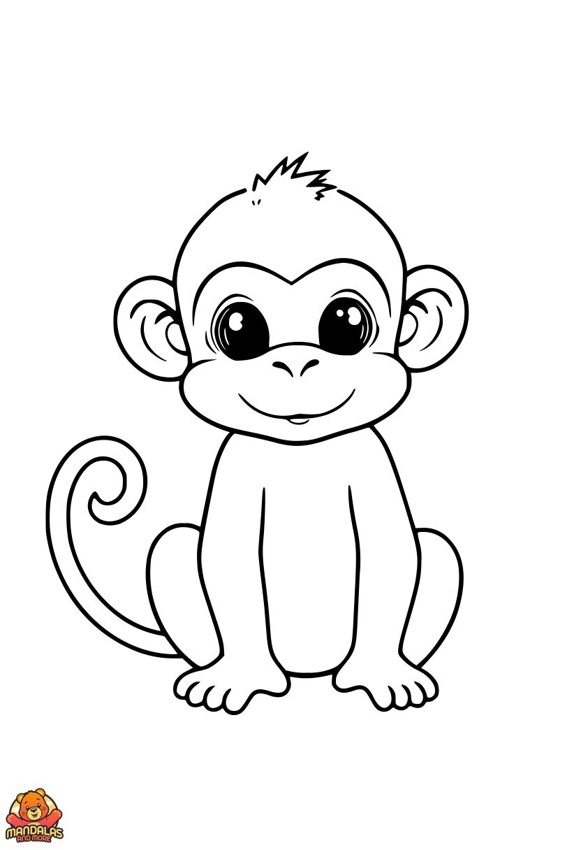 Adorable Baby Monkey Coloring Page - Free & Printable