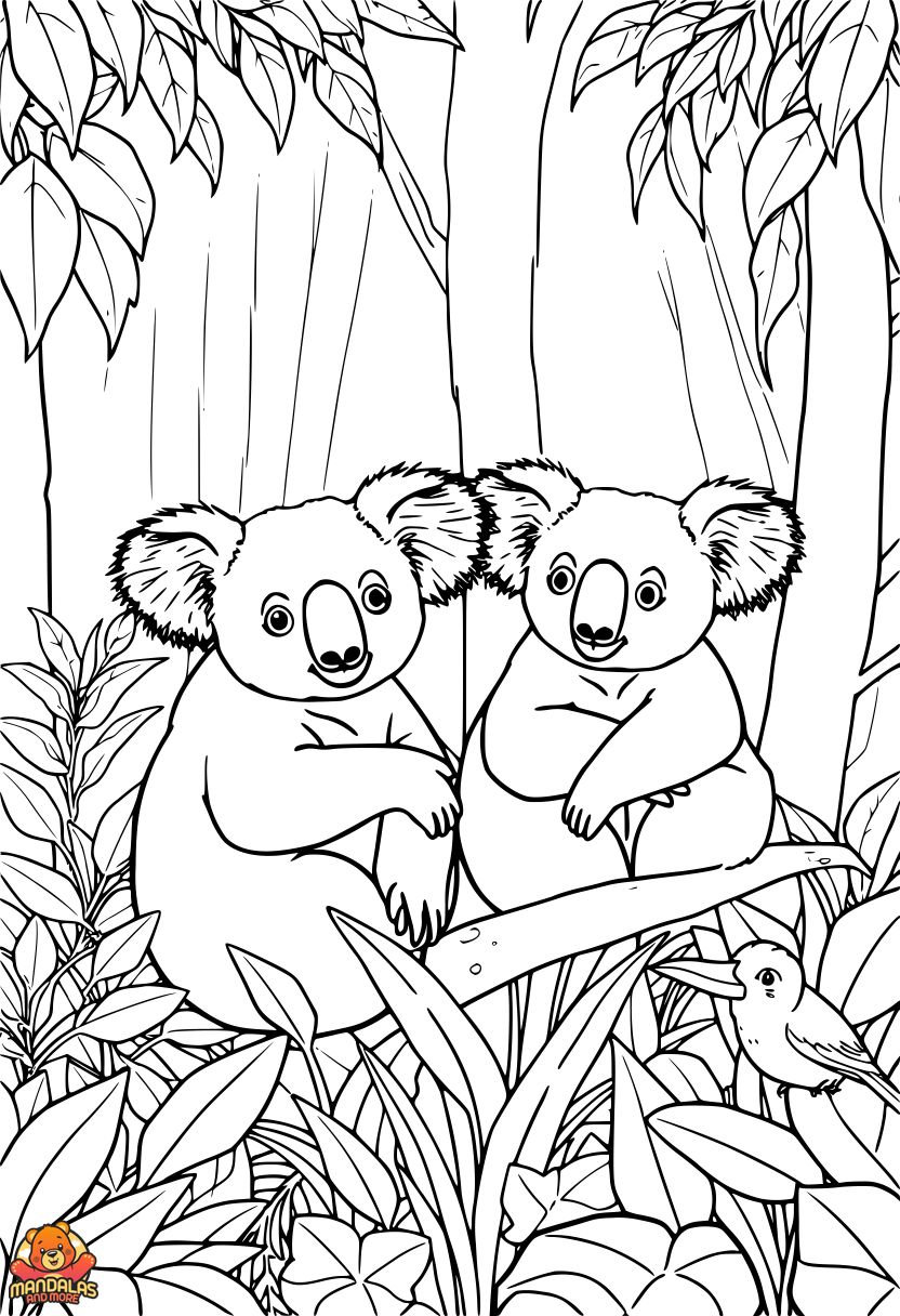 Koalas Coloring Page: Free Printable Fun