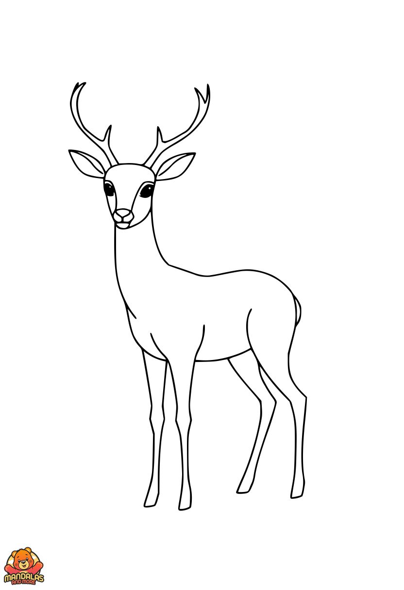 Free Printable Deer Coloring Page with Basic Shapes