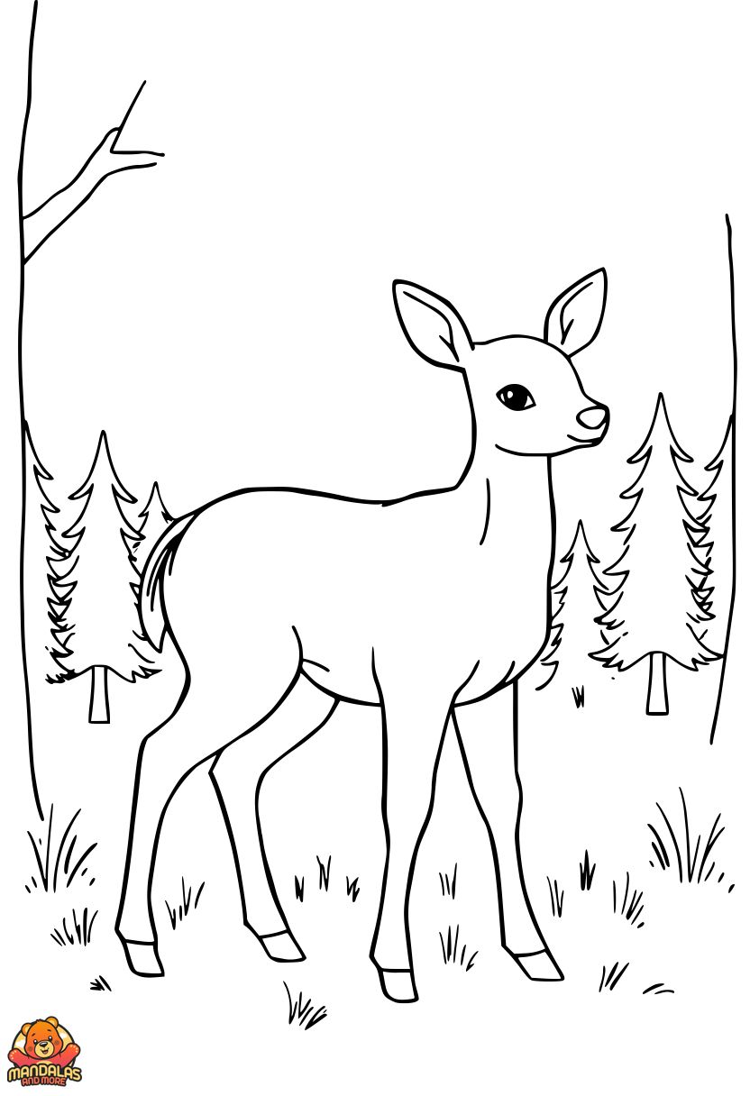 Free Printable Deer Coloring Page for Kids